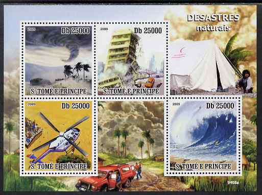 St Thomas & Prince Islands 2009 Natural Disasters perf sheetlet containing 4 values unmounted mint