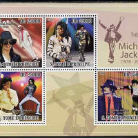 St Thomas & Prince Islands 2009 Michael Jackson perf sheetlet containing 4 values unmounted mint