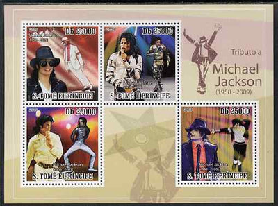 St Thomas & Prince Islands 2009 Michael Jackson perf sheetlet containing 4 values unmounted mint