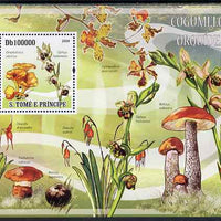 St Thomas & Prince Islands 2009 Mushrooms and Orchids perf s/sheet unmounted mint