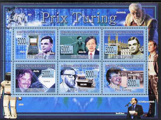 Guinea - Conakry 2009 Turing Prize (computing) perf sheetlet containing 6 values unmounted mint