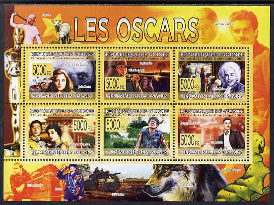 Guinea - Conakry 2009 The Oscars perf sheetlet containing 6 values unmounted mint