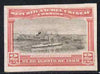 Uruguay 1909 Cruiser in Port Montevideo 2c imperf colour trial proof in grey-black & red on enamelled card, as SG 283