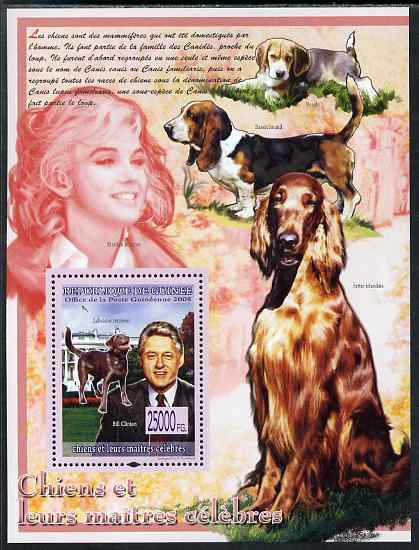 Guinea - Conakry 2009 Dogs and their Masters (Clinton & Marilyn) perf s/sheet unmounted mint