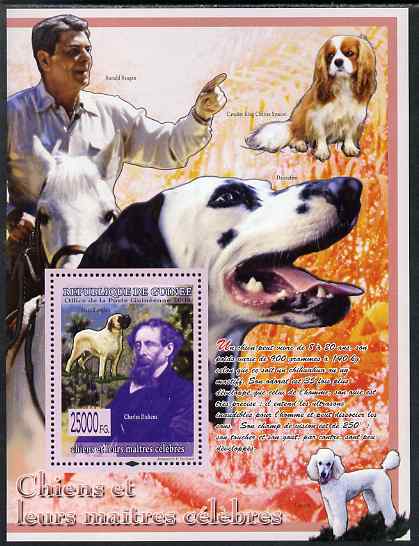 Guinea - Conakry 2009 Dogs and their Masters (Dickens & Reagan) perf s/sheet unmounted mint