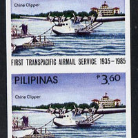 Philippines 1965 First Trans-Pacific Flight 3p60 (design of 3p China Clipper) imperf proof pair on gummed wmk'd paper (design as SG 1934)