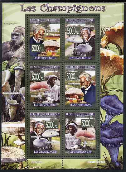 Guinea - Conakry 2009 Fungi & Albert Schweitzer perf sheetlet containing 6 values unmounted mint