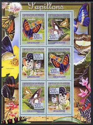 Guinea - Conakry 2009 Butterflies perf sheetlet containing 6 values unmounted mint