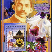 Guinea - Conakry 2009 Mahatma Gandhi and Orchids perf s/sheet unmounted mint