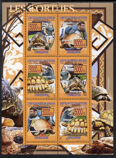 Guinea - Conakry 2009 Turtles & Rugby Players perf sheetlet containing 6 values unmounted mint