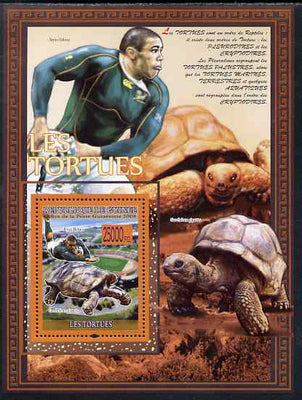 Guinea - Conakry 2009 Turtles & Rugby Players #1 perf s/sheet unmounted mint