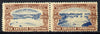 Cinderella - United States 1901 Pan American Exposition se-tenant pair showing Buffalo Bridge & Niagara Falls in brown & blue