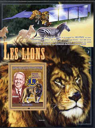 Guinea - Conakry 2009 Big Cats (Lions with Melvin Jones of Lions Int) perf s/sheet unmounted mint