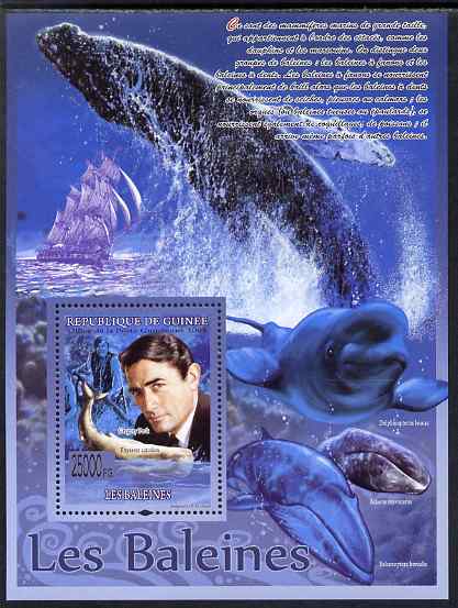 Guinea - Conakry 2009 Whales (with Gregory Peck) perf s/sheet unmounted mint