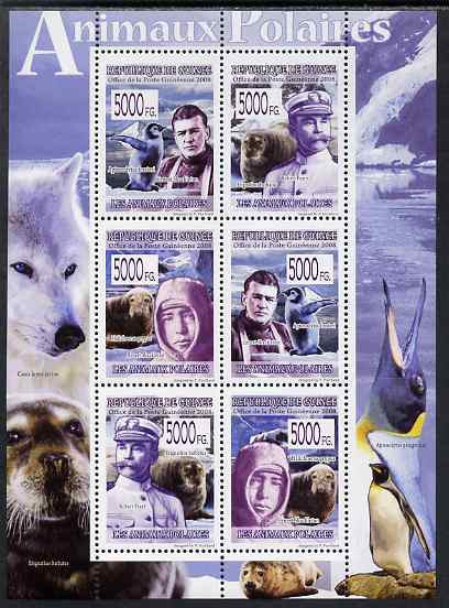 Guinea - Conakry 2009 Polar Animals & Explorers perf sheetlet containing 6 values unmounted mint