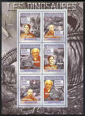 Guinea - Conakry 2009 Dinosaurs & Paleontologists perf sheetlet containing 6 values unmounted mint