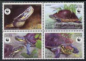 Laos 2004 WWF - Malayan Box Turtle perf set of 4 in se-tenant block unmounted mint