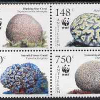 Netherlands Antilles 2005 WWF - Corals perf set of 4 in se-tenant block unmounted mint