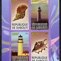Djibouti 2009 Lighthouses and Shells #1 imperf sheetlet containing 4 values unmounted mint