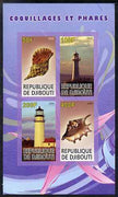 Djibouti 2009 Lighthouses and Shells #1 imperf sheetlet containing 4 values unmounted mint