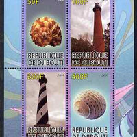 Djibouti 2009 Lighthouses and Shells #2 perf sheetlet containing 4 values unmounted mint