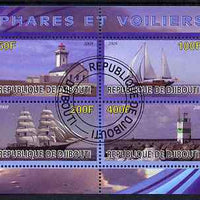 Djibouti 2009 Lighthouses and Ships #1 perf sheetlet containing 4 values fine cto used