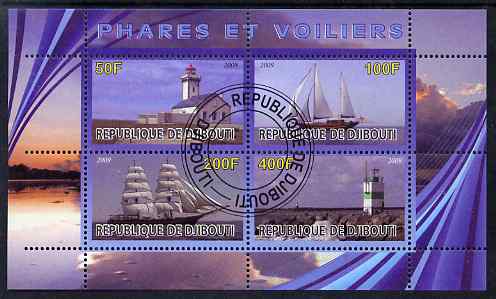 Djibouti 2009 Lighthouses and Ships #1 perf sheetlet containing 4 values fine cto used