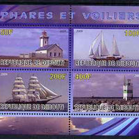 Djibouti 2009 Lighthouses and Ships #1 perf sheetlet containing 4 values unmounted mint