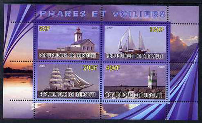 Djibouti 2009 Lighthouses and Ships #1 perf sheetlet containing 4 values unmounted mint