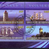 Djibouti 2009 Lighthouses and Ships #2 perf sheetlet containing 4 values fine cto used