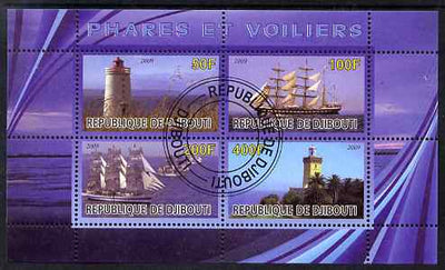 Djibouti 2009 Lighthouses and Ships #2 perf sheetlet containing 4 values fine cto used