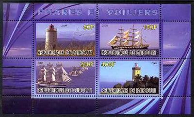 Djibouti 2009 Lighthouses and Ships #2 perf sheetlet containing 4 values unmounted mint
