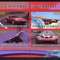Djibouti 2009 Concorde and Ferrari #1 perf sheetlet containing 4 values fine cto used