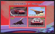 Djibouti 2009 Concorde and Ferrari #1 imperf sheetlet containing 4 values unmounted mint