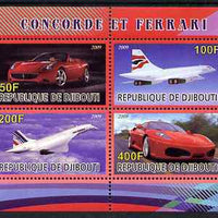 Djibouti 2009 Concorde and Ferrari #2 perf sheetlet containing 4 values unmounted mint