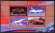 Djibouti 2009 Concorde and Ferrari #2 perf sheetlet containing 4 values unmounted mint