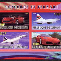 Djibouti 2009 Concorde and Ferrari #21 imperf sheetlet containing 4 values unmounted mint