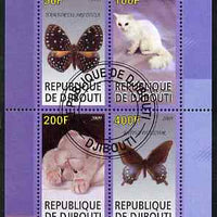 Djibouti 2009 Butterflies and Cats #1 perf sheetlet containing 4 values fine cto used