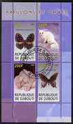 Djibouti 2009 Butterflies and Cats #1 perf sheetlet containing 4 values fine cto used
