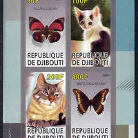 Djibouti 2009 Butterflies and Cats #2 imperf sheetlet containing 4 values unmounted mint