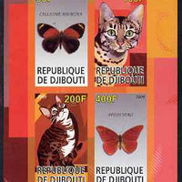 Djibouti 2009 Butterflies and Cats #3 imperf sheetlet containing 4 values unmounted mint