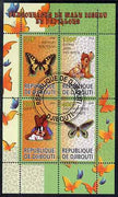 Djibouti 2009 Butterflies and Disney Characters #1 perf sheetlet containing 4 values fine cto used