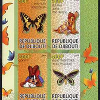 Djibouti 2009 Butterflies and Disney Characters #1 imperf sheetlet containing 4 values unmounted mint