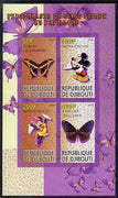 Djibouti 2009 Butterflies and Disney Characters #2 imperf sheetlet containing 4 values unmounted mint