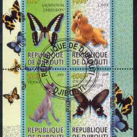Djibouti 2009 Butterflies and Disney Characters #3 perf sheetlet containing 4 values fine cto used