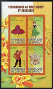 Djibouti 2009 Orchids and Disney Characters #2 imperf sheetlet containing 4 values unmounted mint