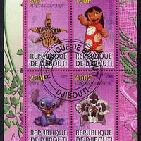 Djibouti 2009 Orchids and Disney Characters #3 perf sheetlet containing 4 values fine cto used