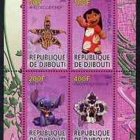Djibouti 2009 Orchids and Disney Characters #3 perf sheetlet containing 4 values unmounted mint