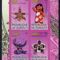 Djibouti 2009 Orchids and Disney Characters #3 imperf sheetlet containing 4 values unmounted mint