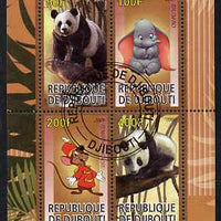 Djibouti 2009 Pandas and Disney Characters #1 perf sheetlet containing 4 values fine cto used